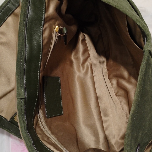 FIRM PRICE! RARE! Coach Olive Green Suede Collection Shoulder Bag/Dust Bag - Picture 11 of 16